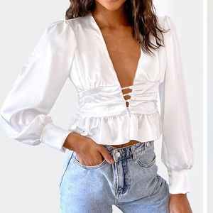 White Satin Blouse